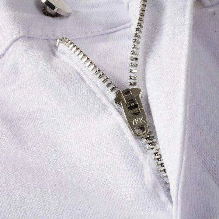 Letters print ripped men's jeans