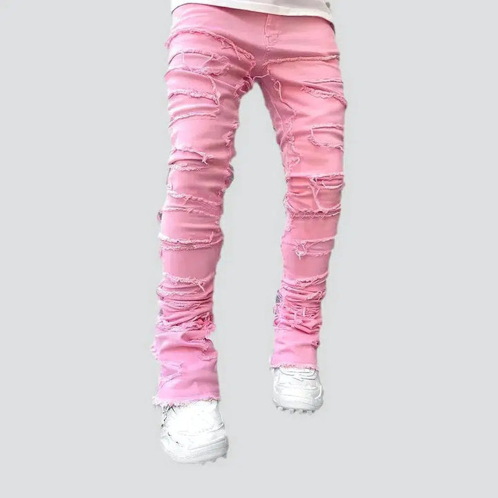 Floor-length street jeans
 for men