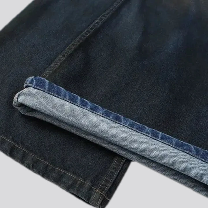 Mid rise dark washed jeans for men