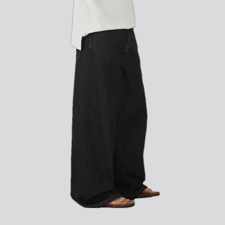 Retro style mid-waist wide men's jeans