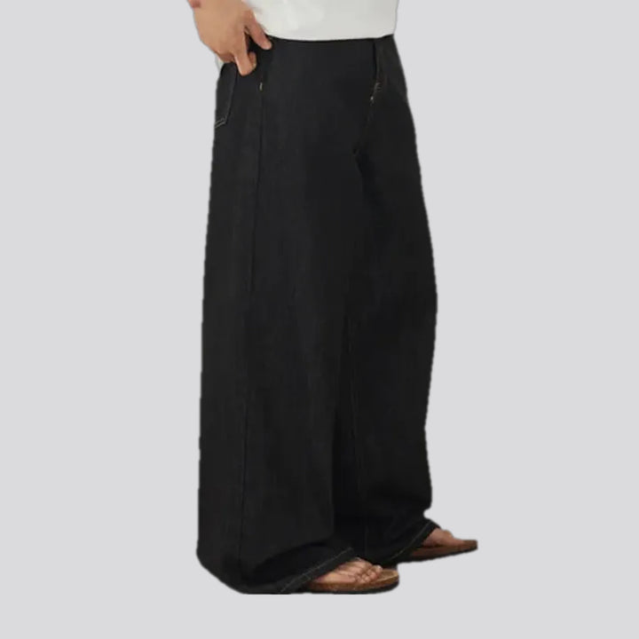 Retro style mid-waist wide men's jeans